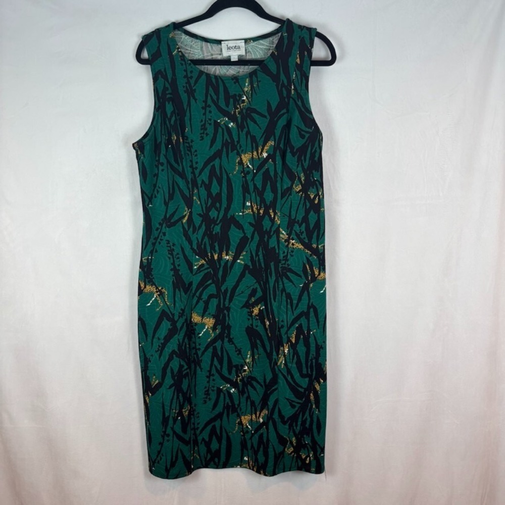 Leota Womens Green all over Tiger pattern BodyCon‎ Mini Dress Size Large USA